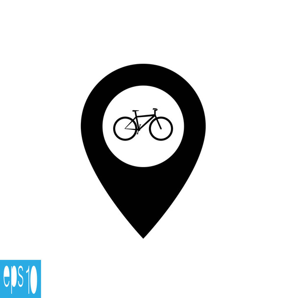 Kaartpictogram met fiets pictogram, teken-vector illustratie - Vector, afbeelding
