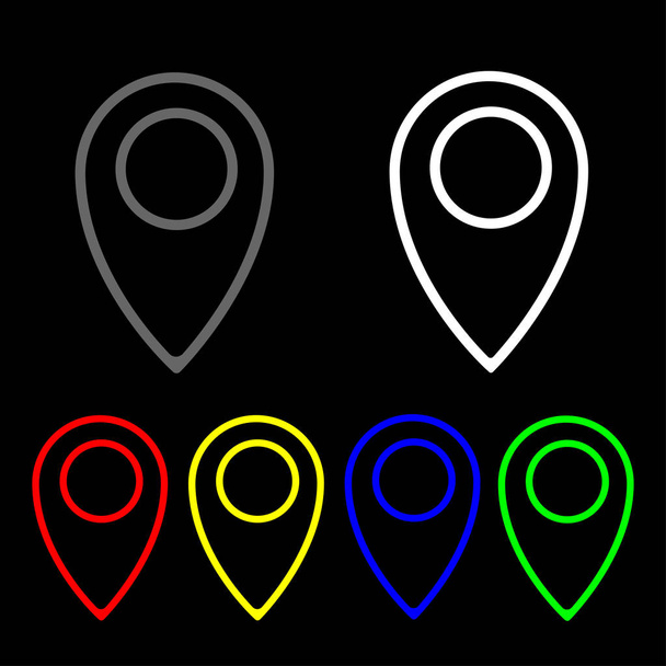 Icono de navegación, colorido icono de mapa de google línea delgada - vector de mal
 - Vector, imagen