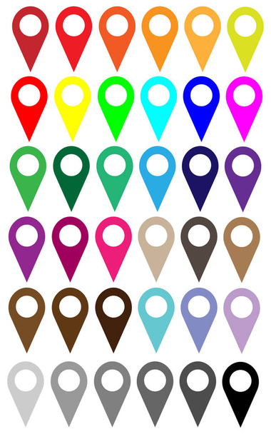 Różne kolory nawigacji (GPS) ikony, cienka linia Google map IC - Wektor, obraz