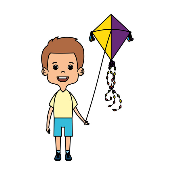 Kis fiú repülő kite - Vektor, kép