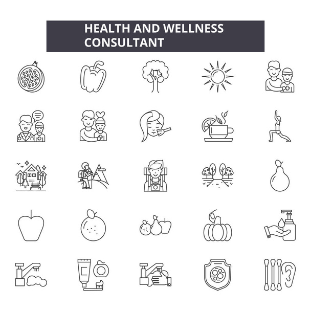 Health and wellness consultant line icons, signs, vector set, linear concept, outline illustration - Вектор, зображення