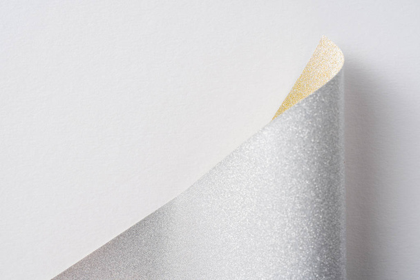 Design concept - silver and golden folded paper background for mockup - Foto, imagen