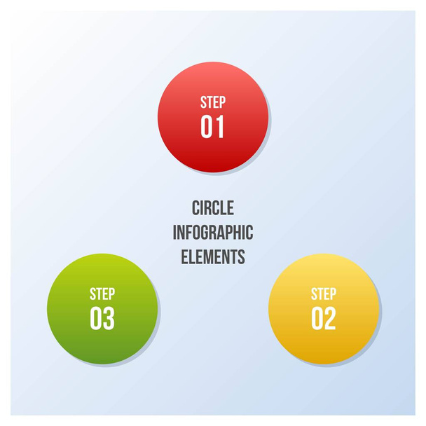 3 βήματα κυκλικός πίνακας, γράφημα κυκλικού γραφικού ή κυκλικό διάγραμμα - Διάνυσμα, εικόνα