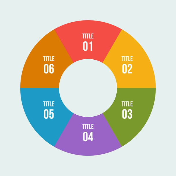 6 kroków wykres kołowy, infografika okręgu lub diagram kołowy - Wektor, obraz
