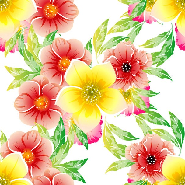 vector illustration of bright flowers pattern background - Vector, Imagen