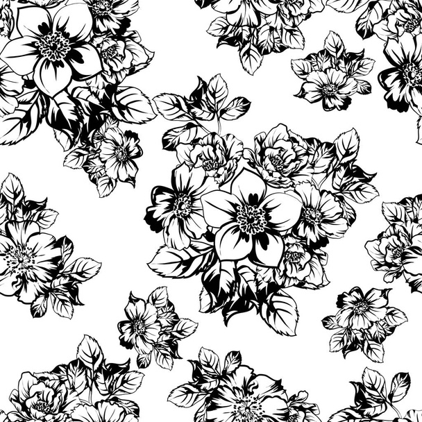 vector illustration of vintage flowers pattern background - Vecteur, image