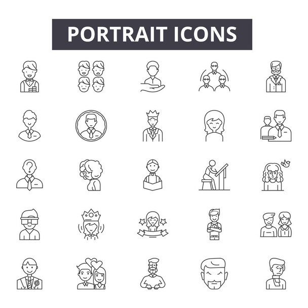 Icônes de ligne de portrait, signes, ensemble vectoriel, concept linéaire, illustration de contour
 - Vecteur, image