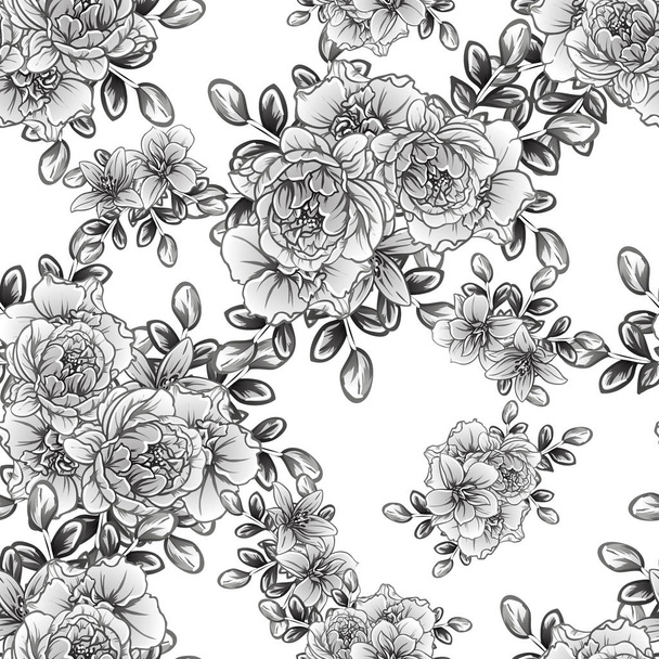 vector illustration of vintage flowers pattern background - Vektori, kuva
