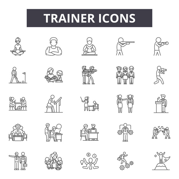 Iconos de línea de entrenador, signos, conjunto de vectores, concepto lineal, ilustración de contorno
 - Vector, Imagen