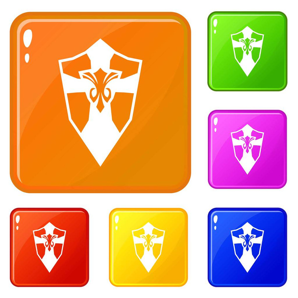 Shield icons set vector color - ベクター画像