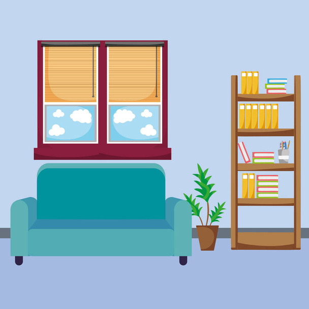 Домашня вітальня з диваном Векторні ілюстрації графічний дизайн
 - Вектор, зображення