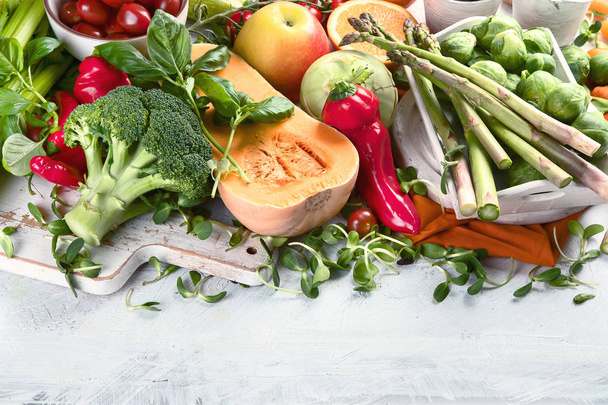 Zdravé jídlo. Obrázek s prostorem pro kopírování Vegan a vegetariánská jídla - Fotografie, Obrázek