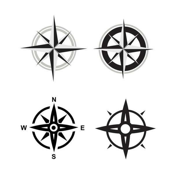 ikony černého kompasu nastavené na bílém pozadí - Vektor, obrázek