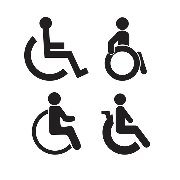 Joukko vammaisia ihmiset kuvamerkkejä tasainen kuvakkeet eristetty valkoisella taustalla
 - Vektori, kuva