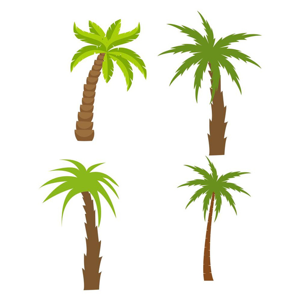 Plochá vektorová sada palmových stromů - Vektor, obrázek