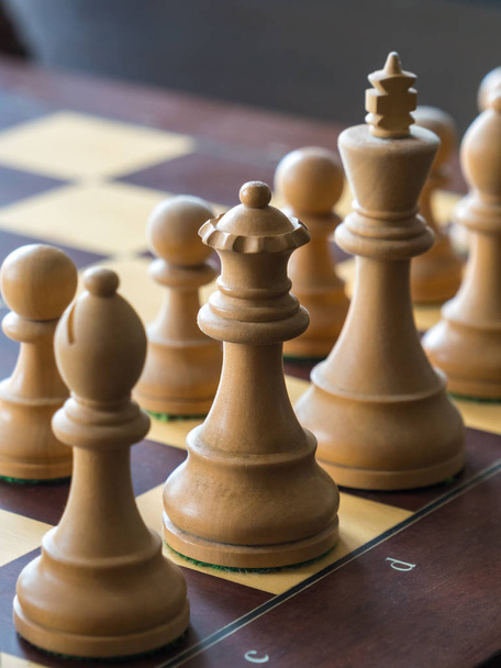 wood chess pieces on board game, sport - Photo, Image