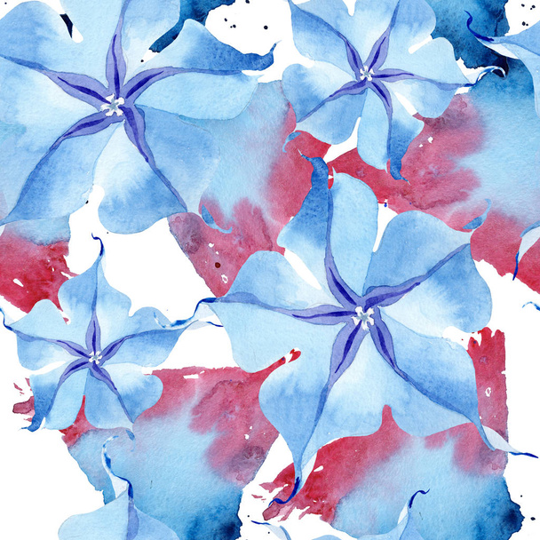 Blumige botanische Blüten aus Brugmansia. Aquarell Hintergrundillustration Set. nahtloses Hintergrundmuster. - Foto, Bild