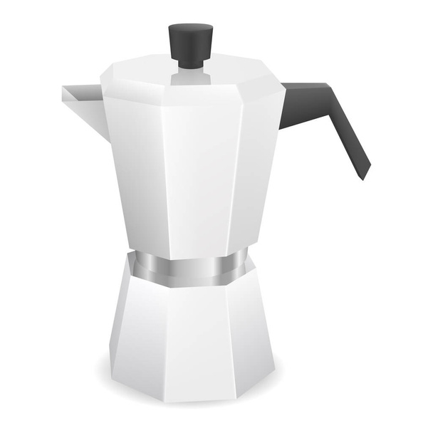 Metal coffee maker icon, realistic style - Vector, afbeelding