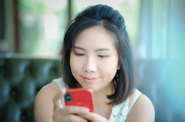 young asian woman use smartphone, thailand girl - Photo, Image