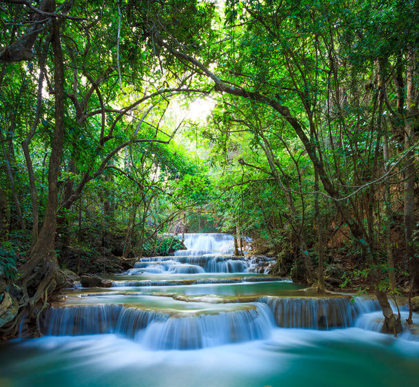 Deep forest Waterfall in Kanchanaburi, Thailand - Фото, изображение