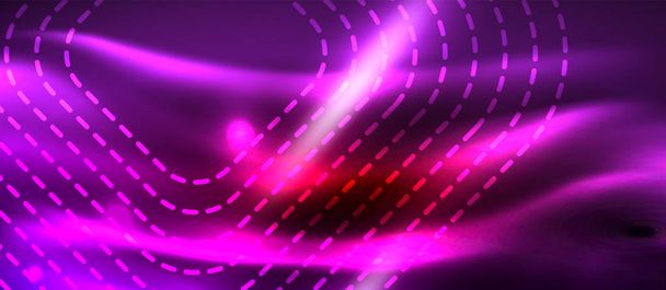 Neon gloeiende techno lijnen, hi-tech futuristische abstracte achtergrond sjabloon met vierkante vormen - Vector, afbeelding