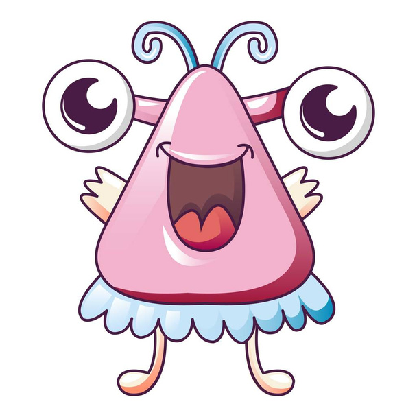 Pink happy monster icon, cartoon style - Vector, Imagen