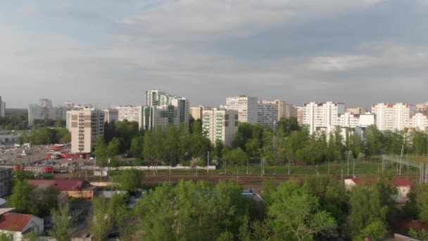 Top view of Zelenograd and railways in Moscow, Russia - Filmagem, Vídeo