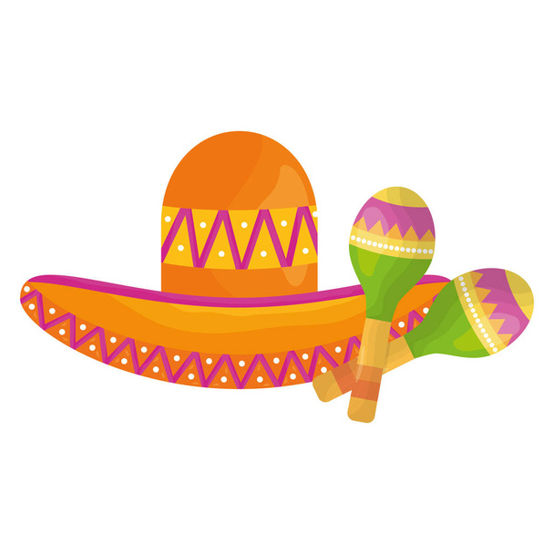 мексиканський капелюх з маракасом Векторний дизайн ілюстрації
 - Вектор, зображення