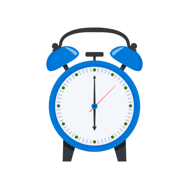 Blauw alarm clock illustratie in platte stijl. Symbool voor ontwaken. klokpictogram - Foto, afbeelding