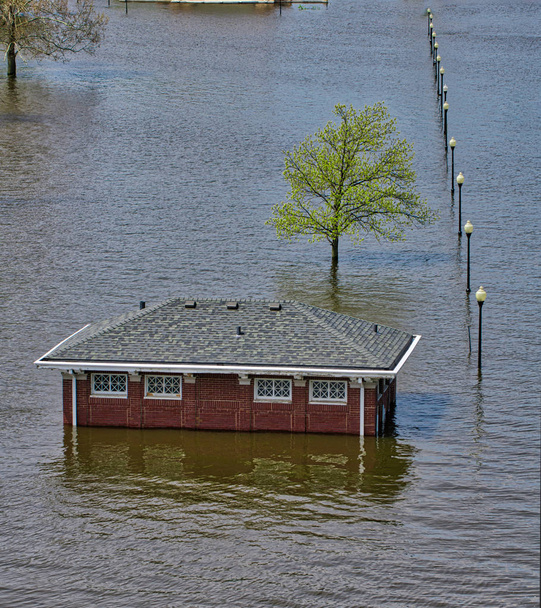 5 травня 2019, центр міста Девенпорт, Айова повені. Після того, як levee зламав. - Фото, зображення