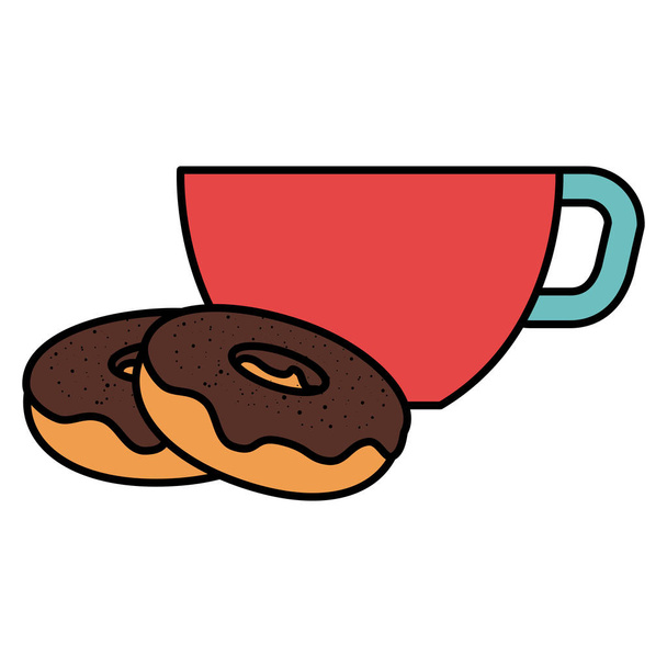 taza de café con rosquillas dulces
 - Vector, Imagen