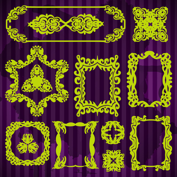 Декоративные каракули с винтажными границами
 - Вектор,изображение