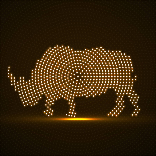 Rinoceronte abstracto de puntos brillantes. Rhino de los círculos de neón
 - Vector, imagen