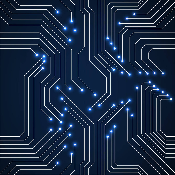 光る回路基板のシームレスなパターン。ネオン技術の背景 - ベクター画像