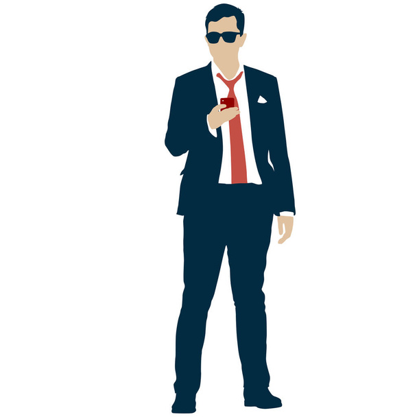 シルエットビジネスマンスーツの男白い背景にネクタイ - ベクター画像