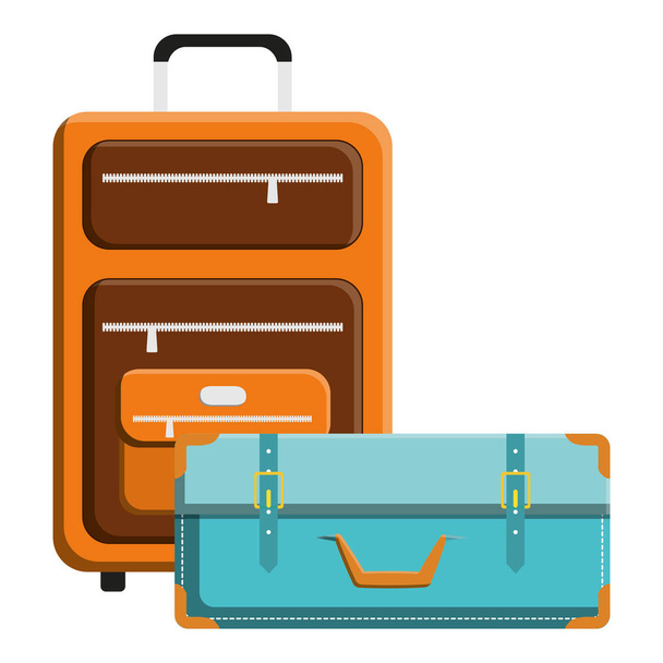 suitcases travel vacations icons - Vector, Image