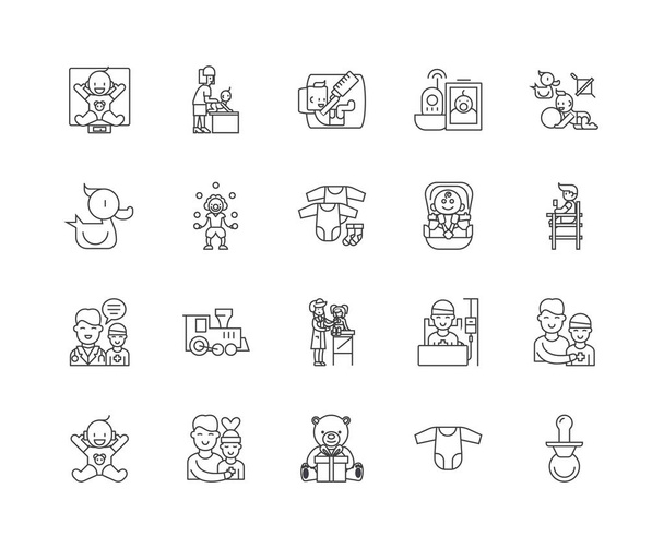 Icônes de ligne pour enfants, signes, ensemble vectoriel, concept d'illustration de contour
  - Vecteur, image