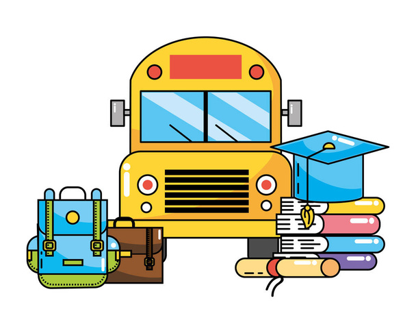 漫画の小学校バス研究要素 - ベクター画像