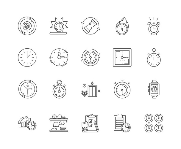 Hodiny a hodinky opravy a ikony čar, značky, vektorové sady, obrysy ilustrace  - Vektor, obrázek