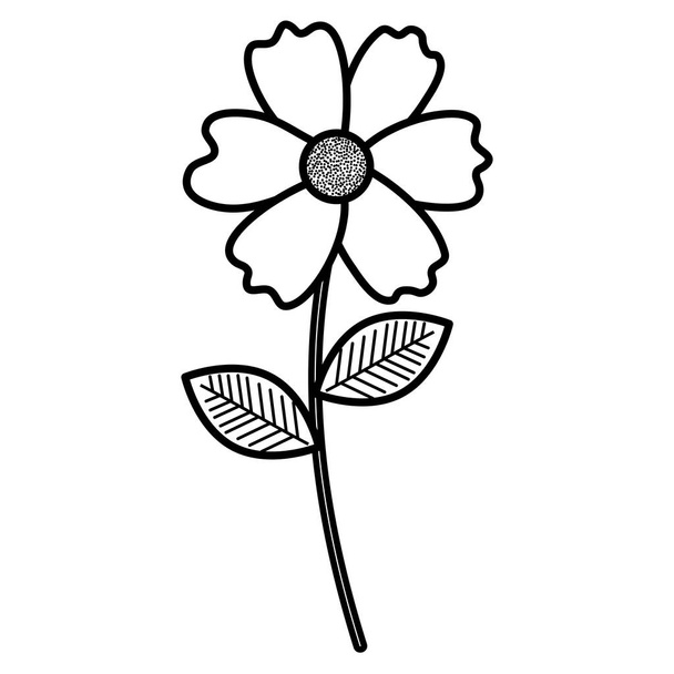 bloemen en bladeren decoratieve pictogram - Vector, afbeelding
