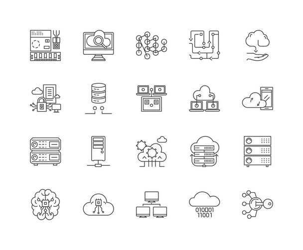 Database line icons, signs, vector set, outline illustration concept  - Vector, Image