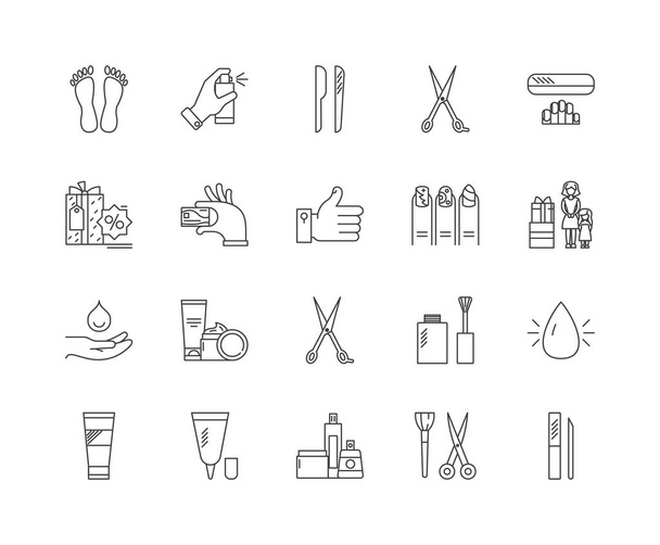 Facials, manicures and pedicures line icons, signs, vector set, outline illustration concept  - Vector, Image