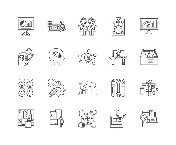 Facilities support line icons, signs, vector set, outline illustration concept  - Vector, Image