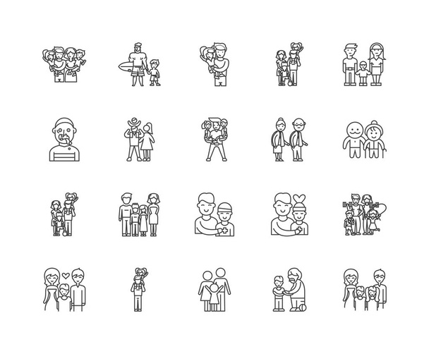 Iconos de línea de padre, signos, conjunto de vectores, esquema concepto de ilustración
  - Vector, Imagen