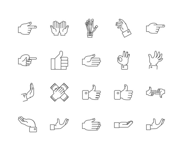 Iconos de línea de dedo, signos, conjunto de vectores, esquema concepto de ilustración
  - Vector, imagen