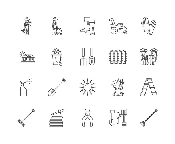 Horticulture line icons, signs, vector set, outline illustration concept  - Vector, Image