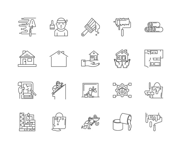 House renovation line icons, signs, vector set, outline illustration concept  - Vector, Image