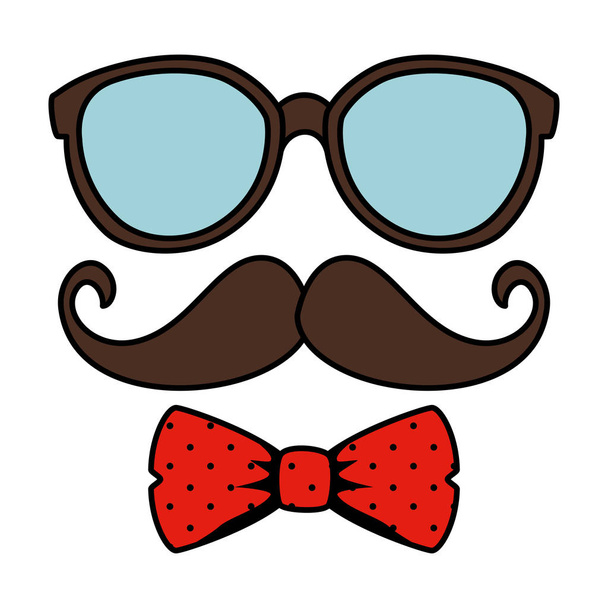 lunettes et moustache avec nœud papillon style hipster
 - Vecteur, image