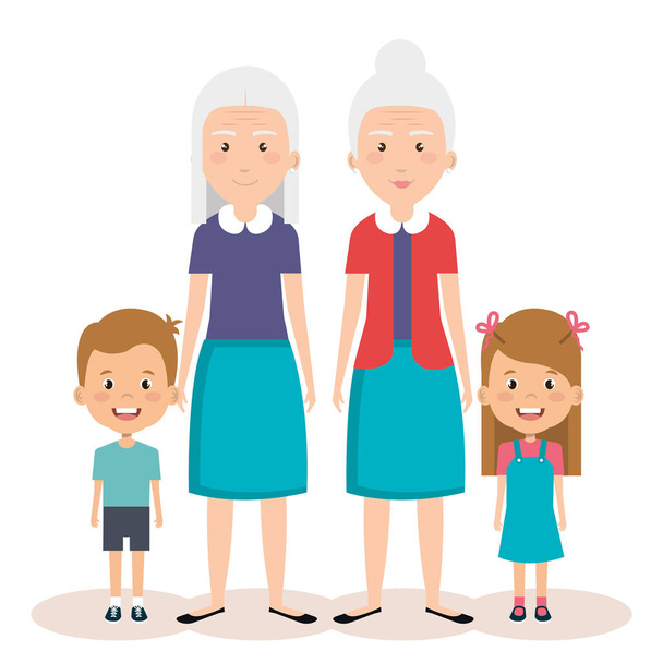 ομάδα παππούδων με τα εγγόνια avatar - Διάνυσμα, εικόνα