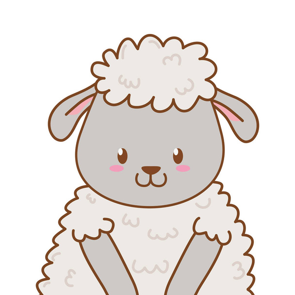 χαριτωμένο μικρό animal πρόβατο κινούμενα σχέδια εικονογράφηση γραφικού σχεδιασμού - Διάνυσμα, εικόνα